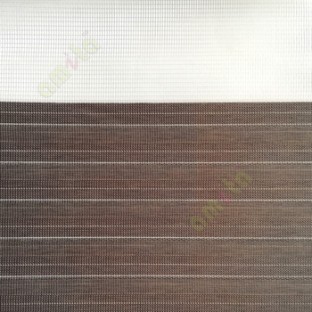 Dark brown color horizontal stripes textured finished background with transparent net finished fabric zebra blind